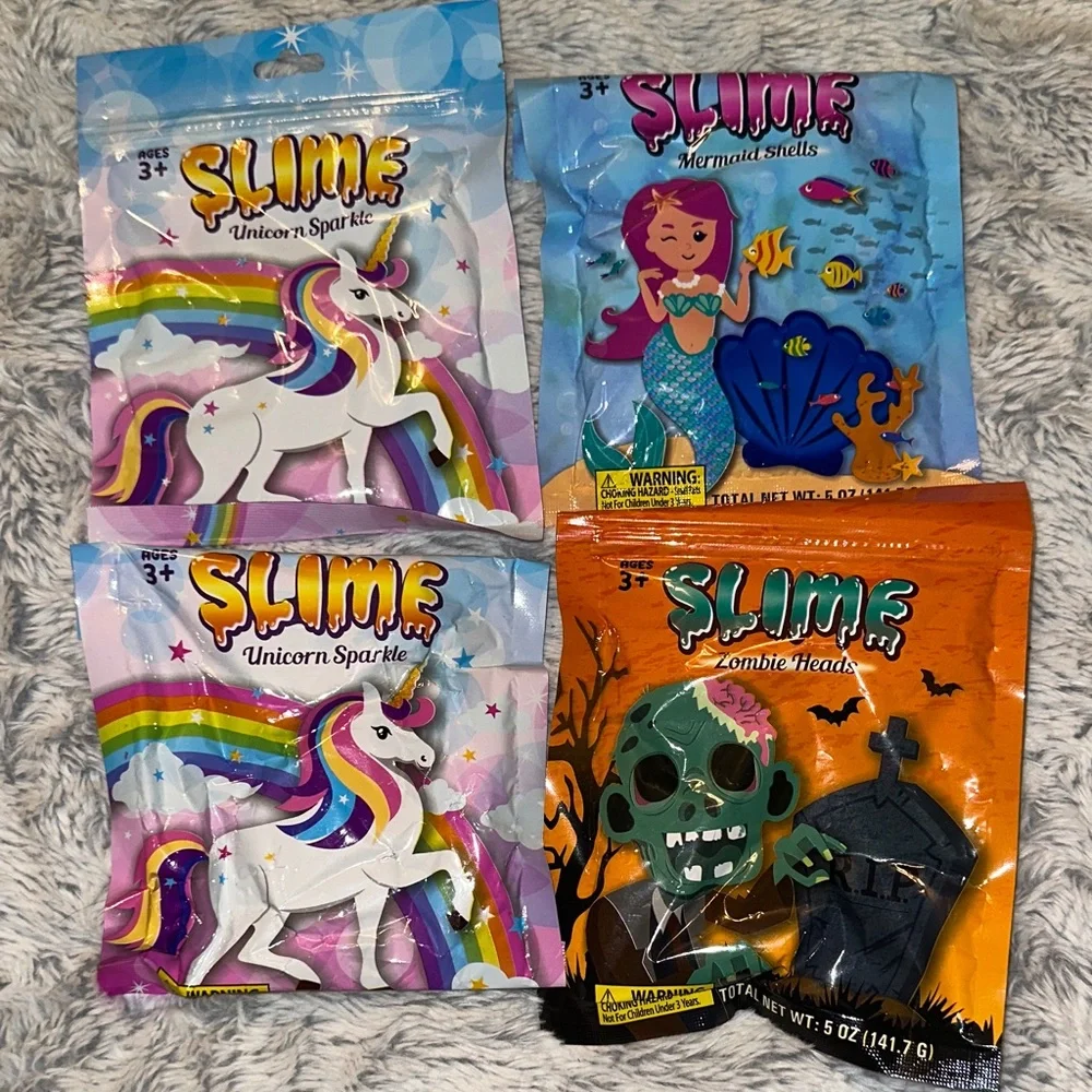 Colorful Slime Packets Unicorn Sparkle Mermaid Shells Zombie Heads Single Packs‎